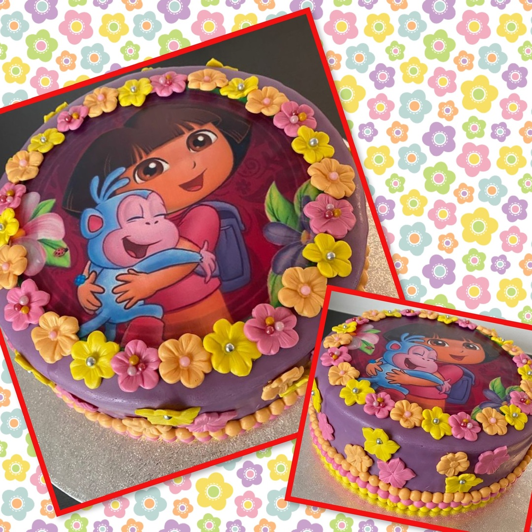 Dora taart met print