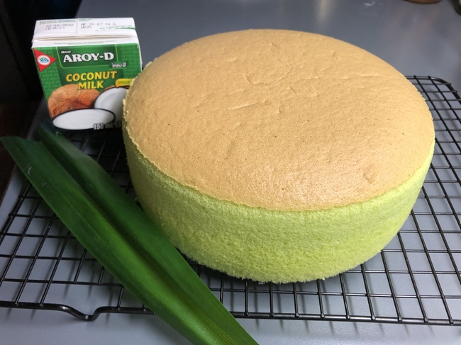 Pandan chiffon met cocosvlees 