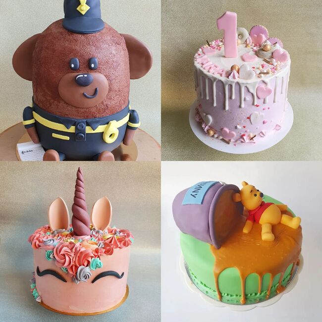 Vrolijke kindertaarten en smashcakes in allerlei stijlen