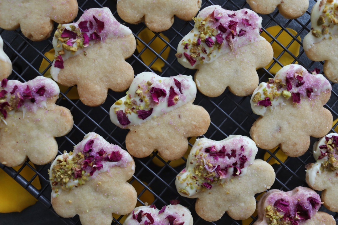 Handmade Rose, Pistachio & White Chocolate Cookies
